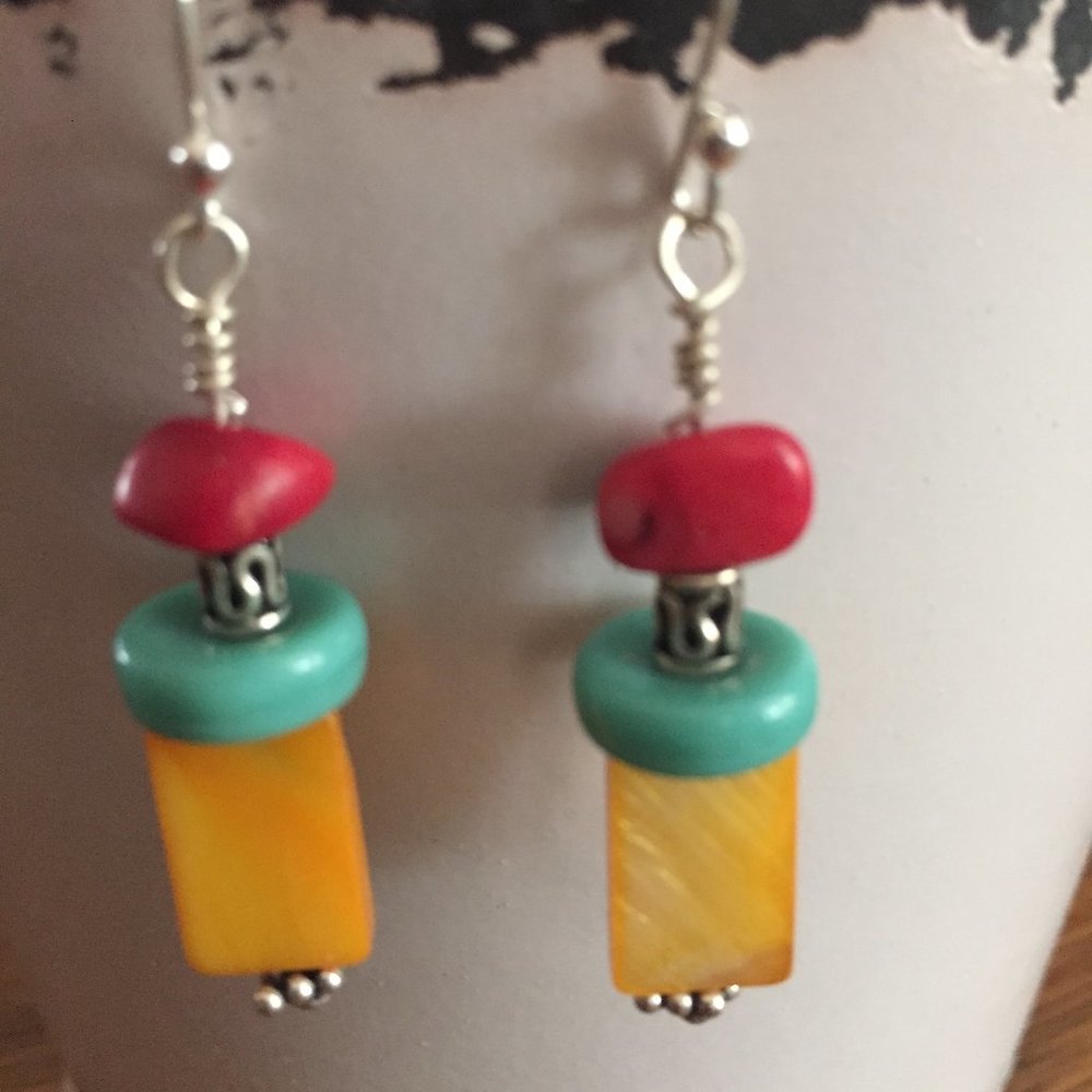 925 SS Organic Style Dangle Earrings - Picture 5 of 5